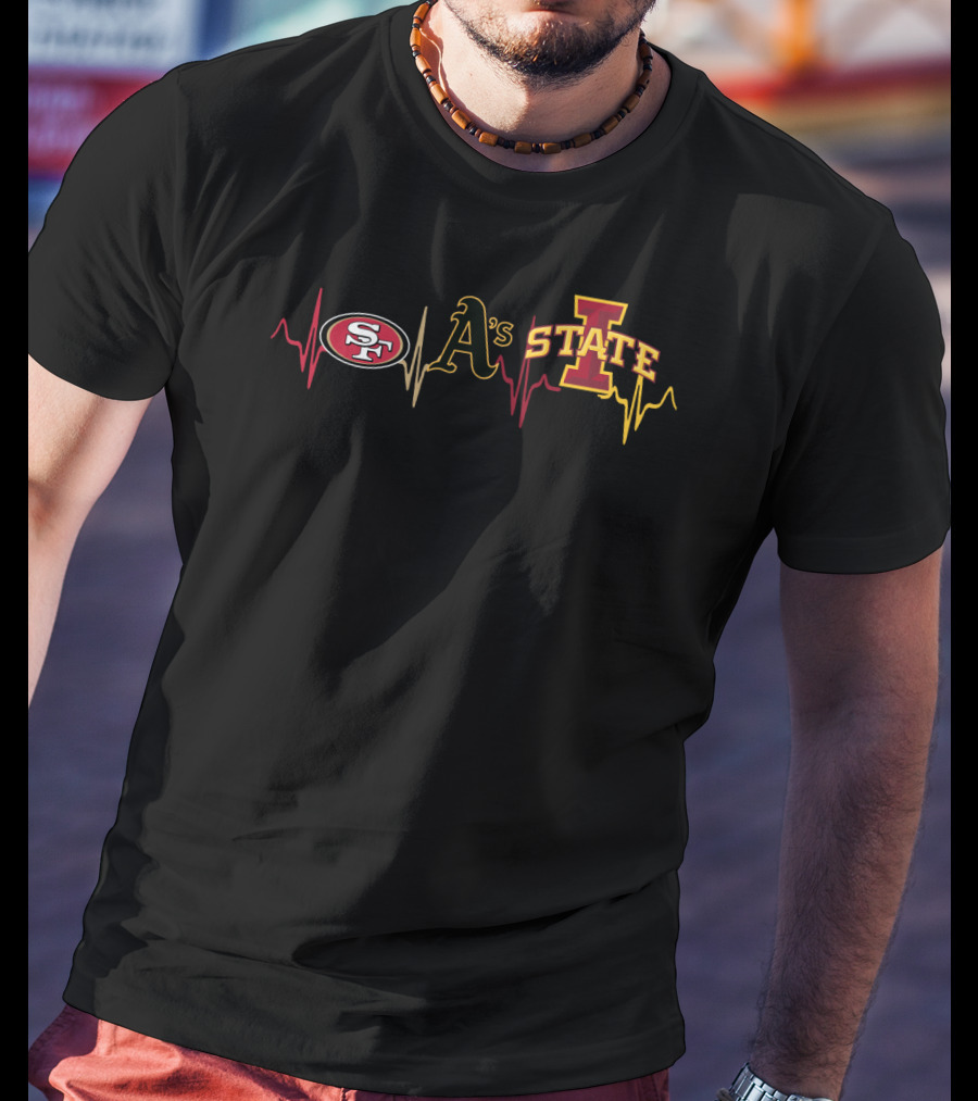 Love 49ers Athletics A's State Heartbeat Isc T-Shirt