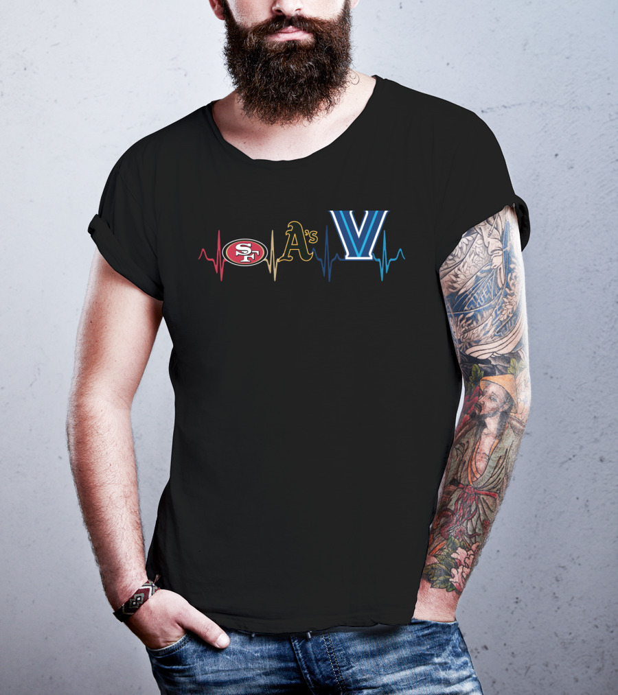 Heart Beat Love 49ers Athletics Villanova T-Shirt