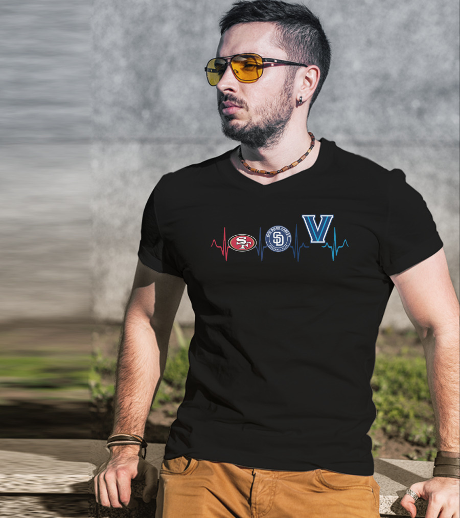 49ers Padres Villanova Heartbeat T-Shirt