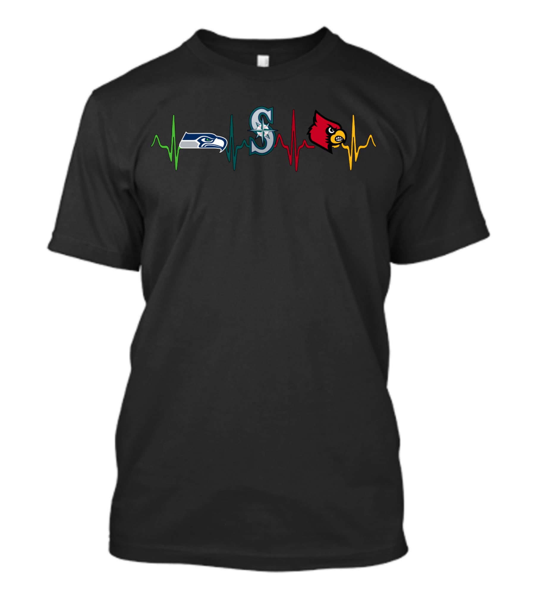 Seahawks Mariners Cardinals Heartbeat Lc T-Shirt