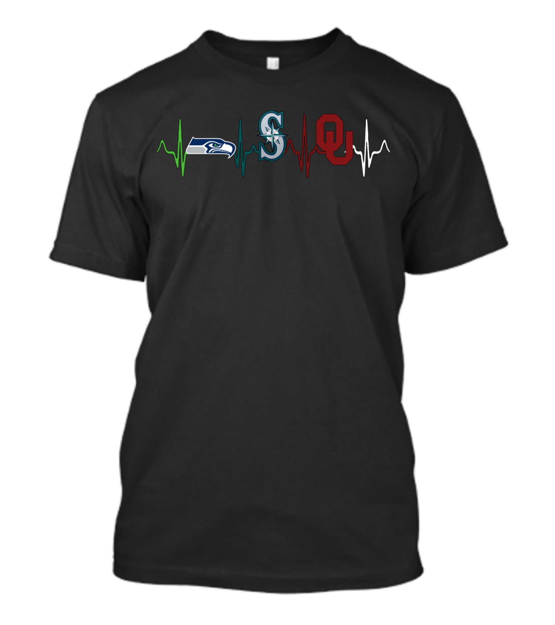 Love Seahawks Mariners Os Heartbeat T-Shirt