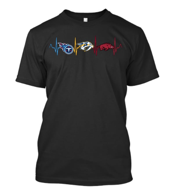 Tennessee Titans Nashville Predators Arkansas Razorbacks Heartbeat T-Shirt