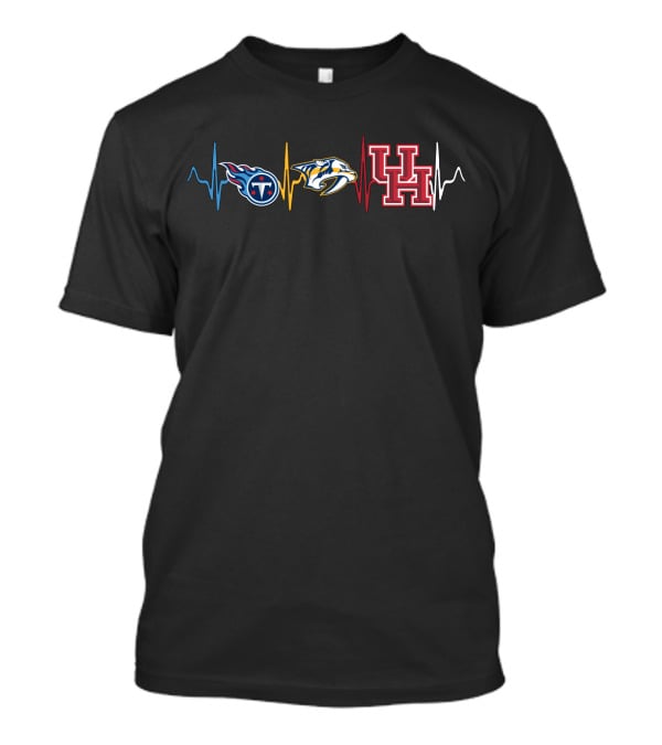Tennessee Titans Nashville Predators University Of Houston Heartbeat T-Shirt