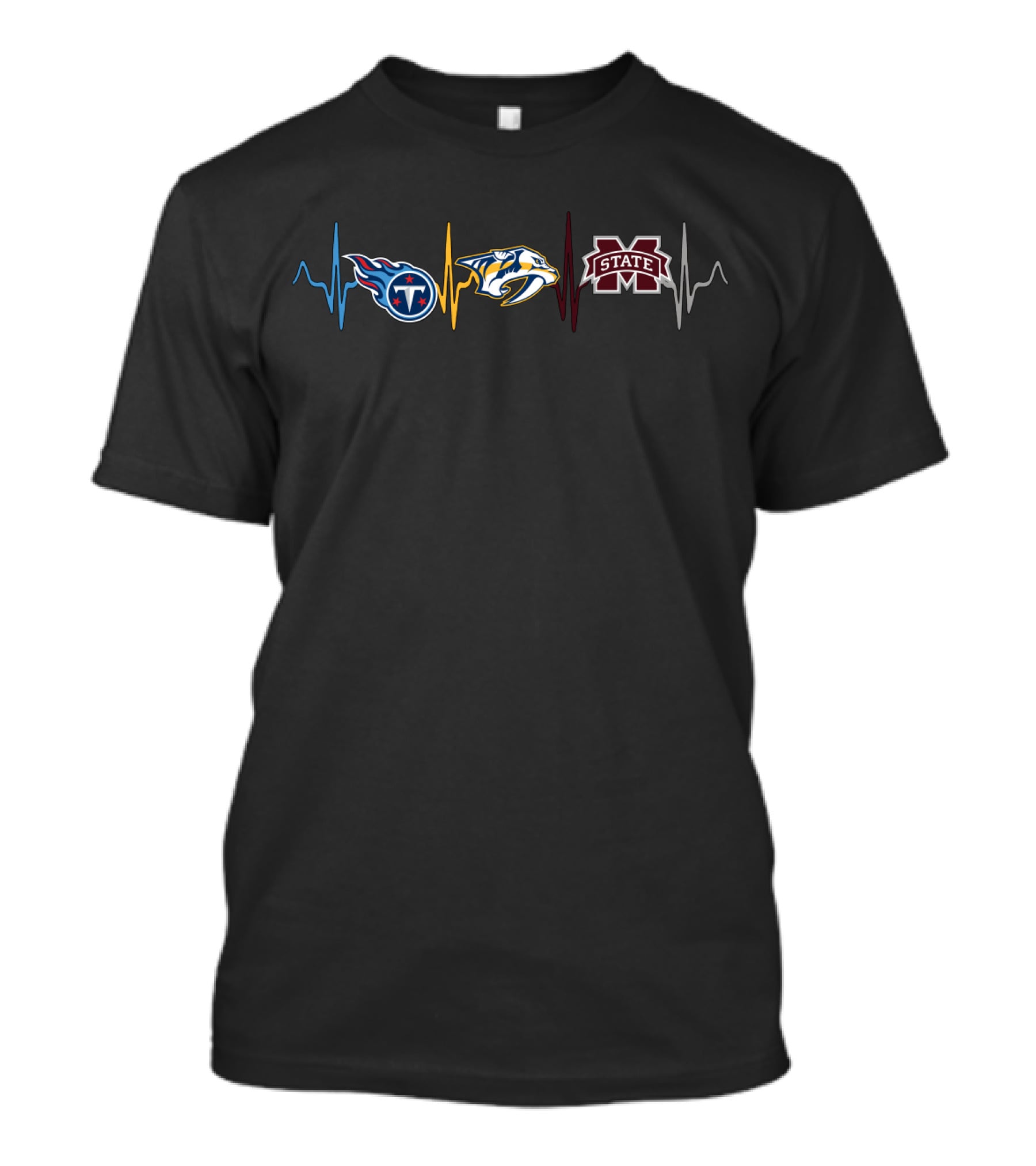 Tennessee Titans Nashville Predators Mississippi State Bulldogs Heartbeat T-Shirt