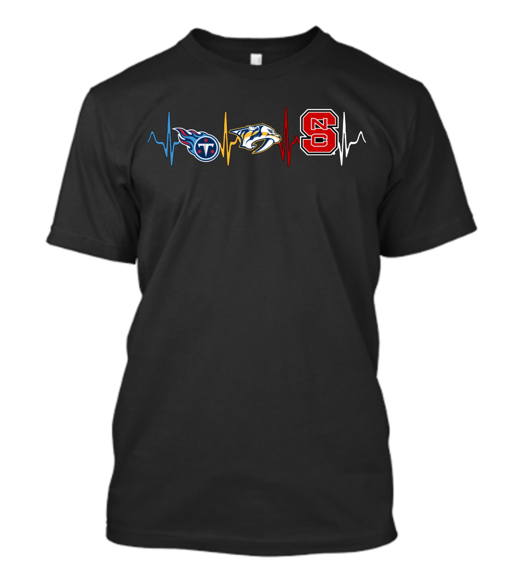 Tennessee Titans Nashville Predators Nc State Wolfpack Heartbeat T-Shirt