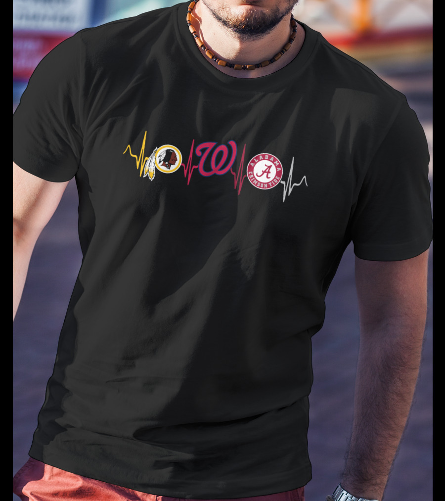 Redskins Nationals Alabama Heartbeat Love T-Shirt