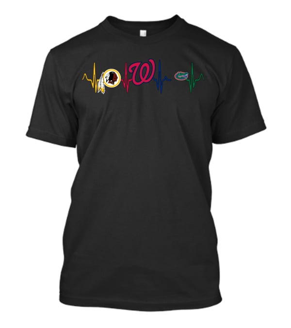 Love Redskins Nationals Gators Heartbeat T-Shirt
