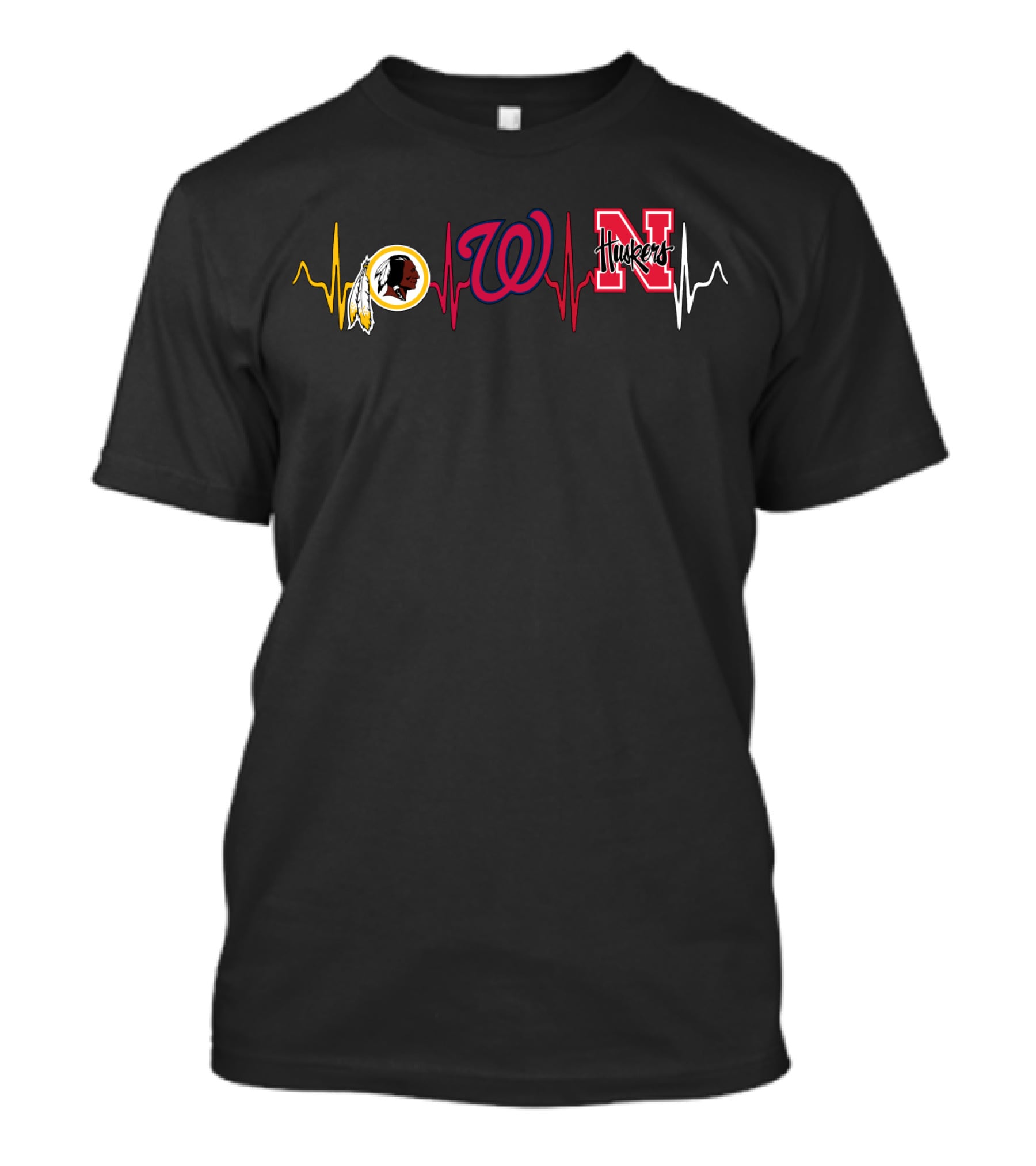 Love Redskins Nationals Huskers Heartbeat T-Shirt