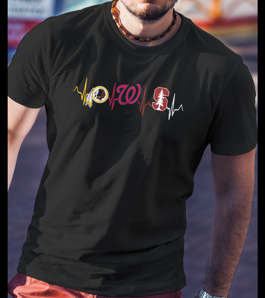 Love Redskins Nationals Stanford Heartbeat T-Shirt