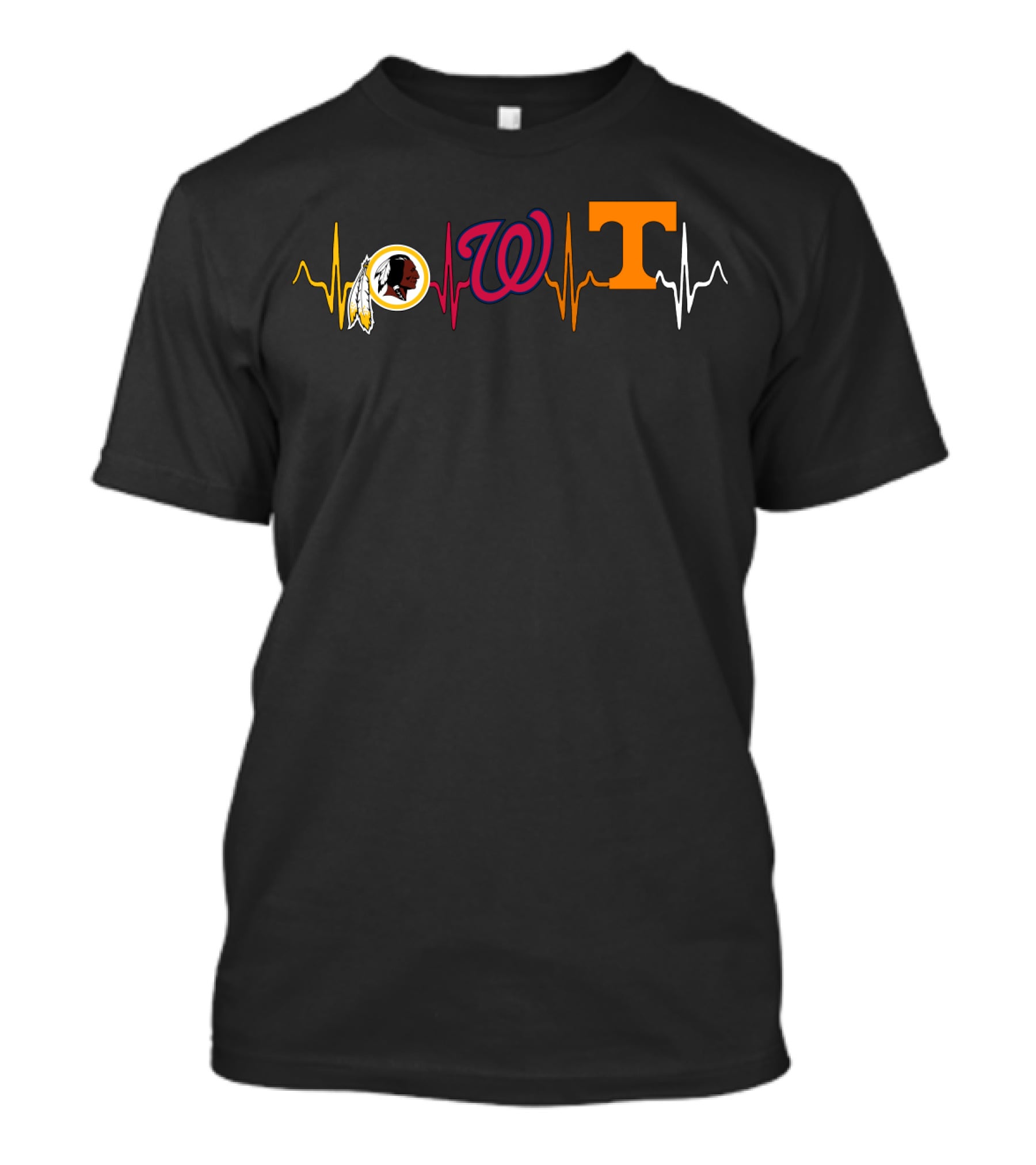 Washington Redskins Nationals Tennessee Volunteers Heartbeat T-Shirt