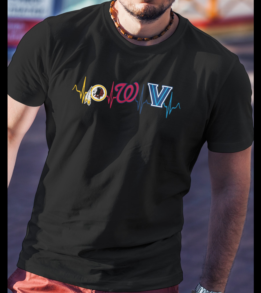 Love For Redskins Nationals Villanova Fan Heartbeat Style T-Shirt