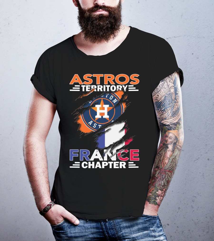 Astros Territory Houston France Chapter Flag Rip T-Shirt