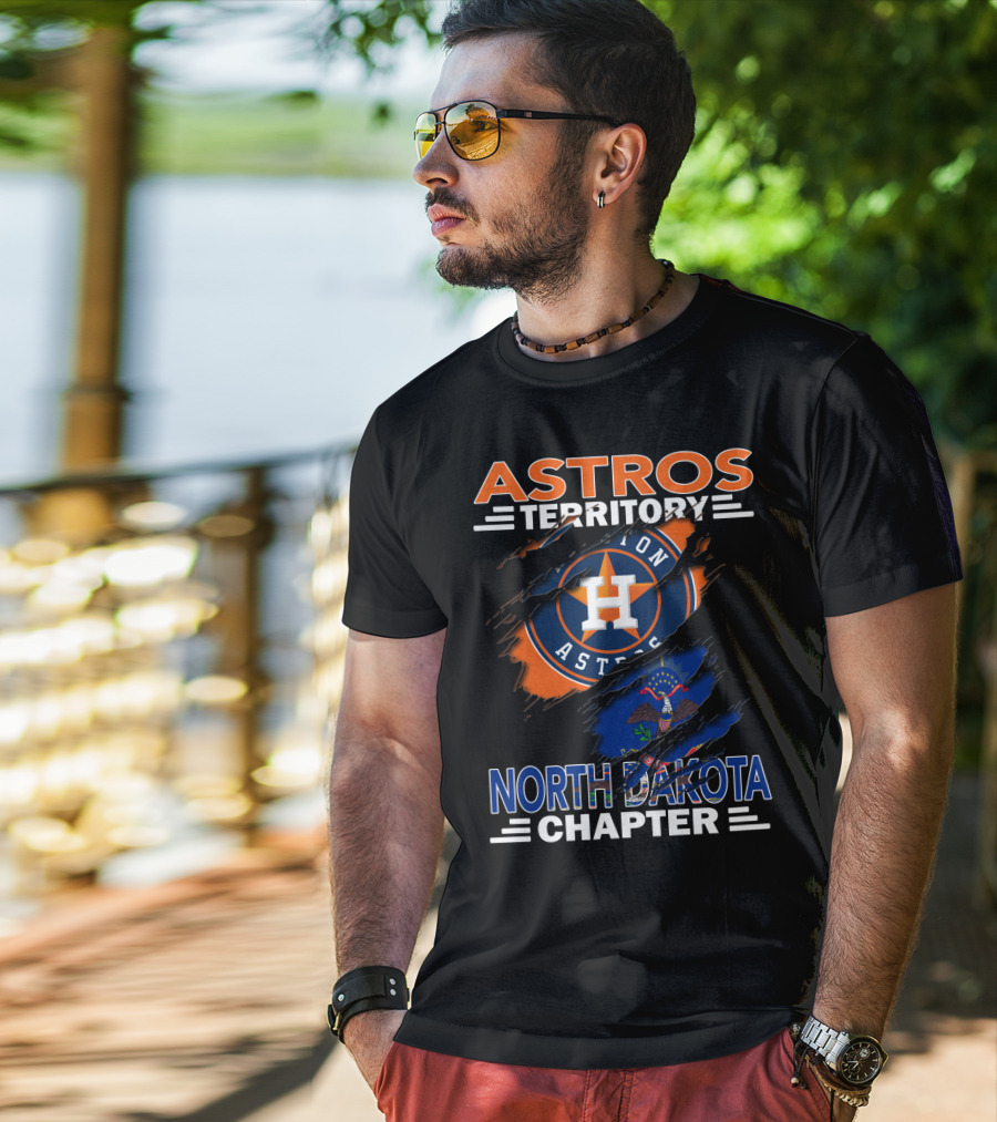 Astros Territory North Dakota Chapter With Houston Astros Emblem And State Flag T-Shirt