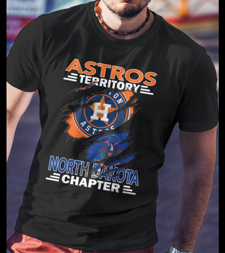 Astros Territory North Dakota Chapter With Houston Astros Emblem And State Flag T-Shirt