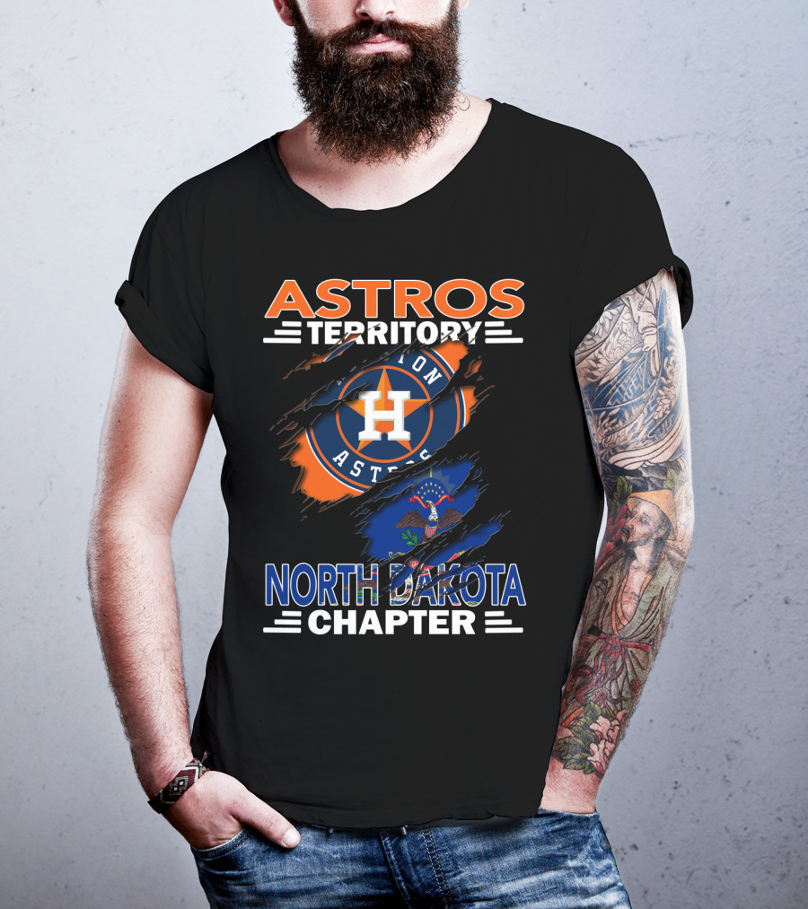 Astros Territory North Dakota Chapter With Houston Astros Emblem And State Flag T-Shirt