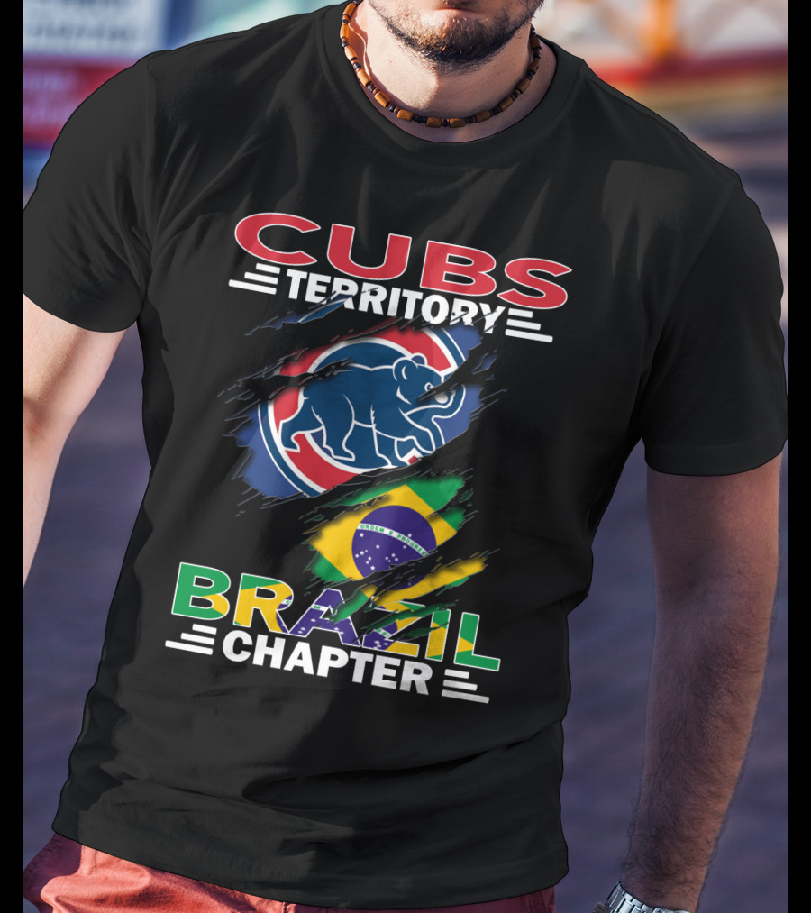 Cubs Territory Brazil Chapter Chicago Cubs Logo And Brazilian Flag T-Shirt