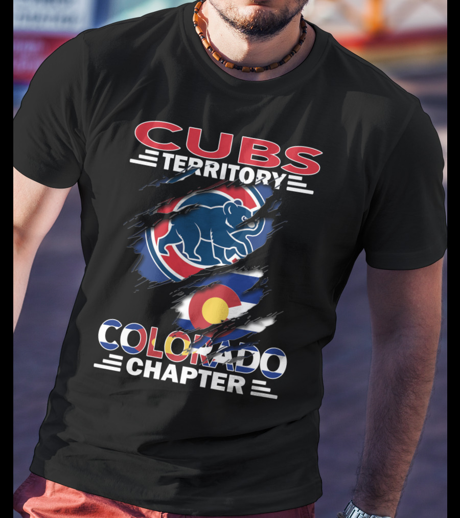 Cubs Territory Colorado Chapter Logo With Bear And Colorado Flag Elements T-Shirt