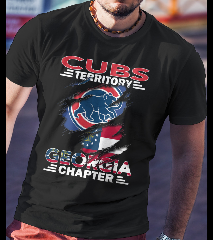 Cubs Territory Georgia Chapter Chicago Cubs Logo With Georgia Flag T-Shirt