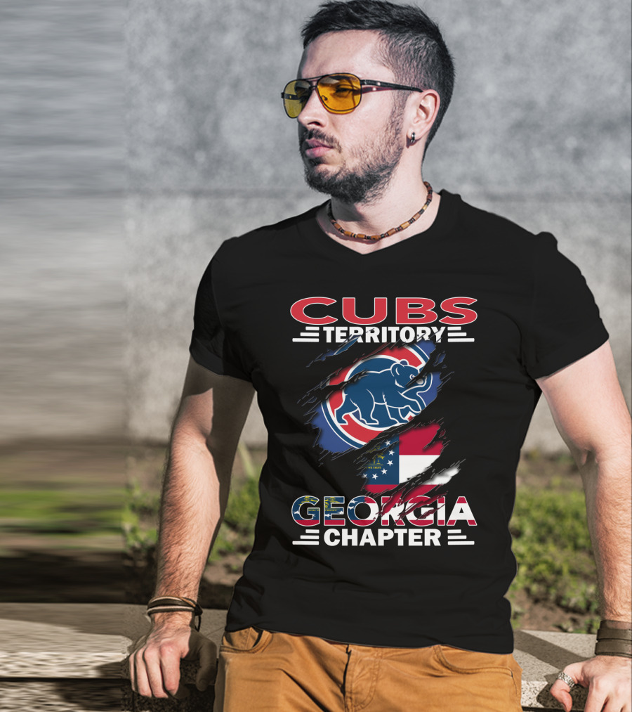 Cubs Territory Georgia Chapter Chicago Cubs Logo With Georgia Flag T-Shirt
