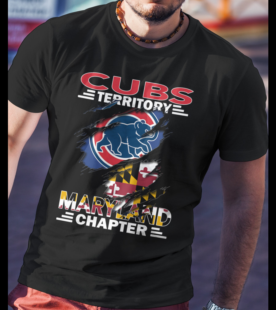 Cubs Territory Maryland Chapter Blue Bear Red Circle Maryland Flag T-Shirt
