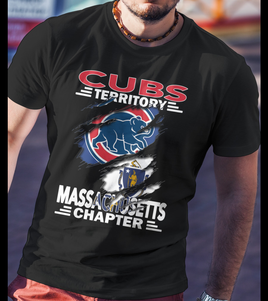 Cubs Territory Massachusetts Chapter Flag And Bear T-Shirt