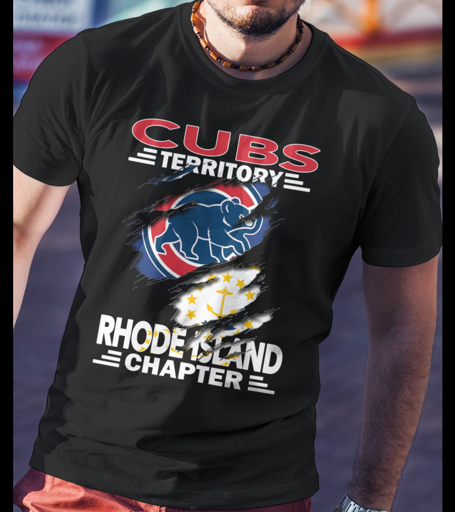 Cubs Territory Rhode Island Chapter Logo With Chicago Cubs And Rhode Island State Symbols T-Shirt