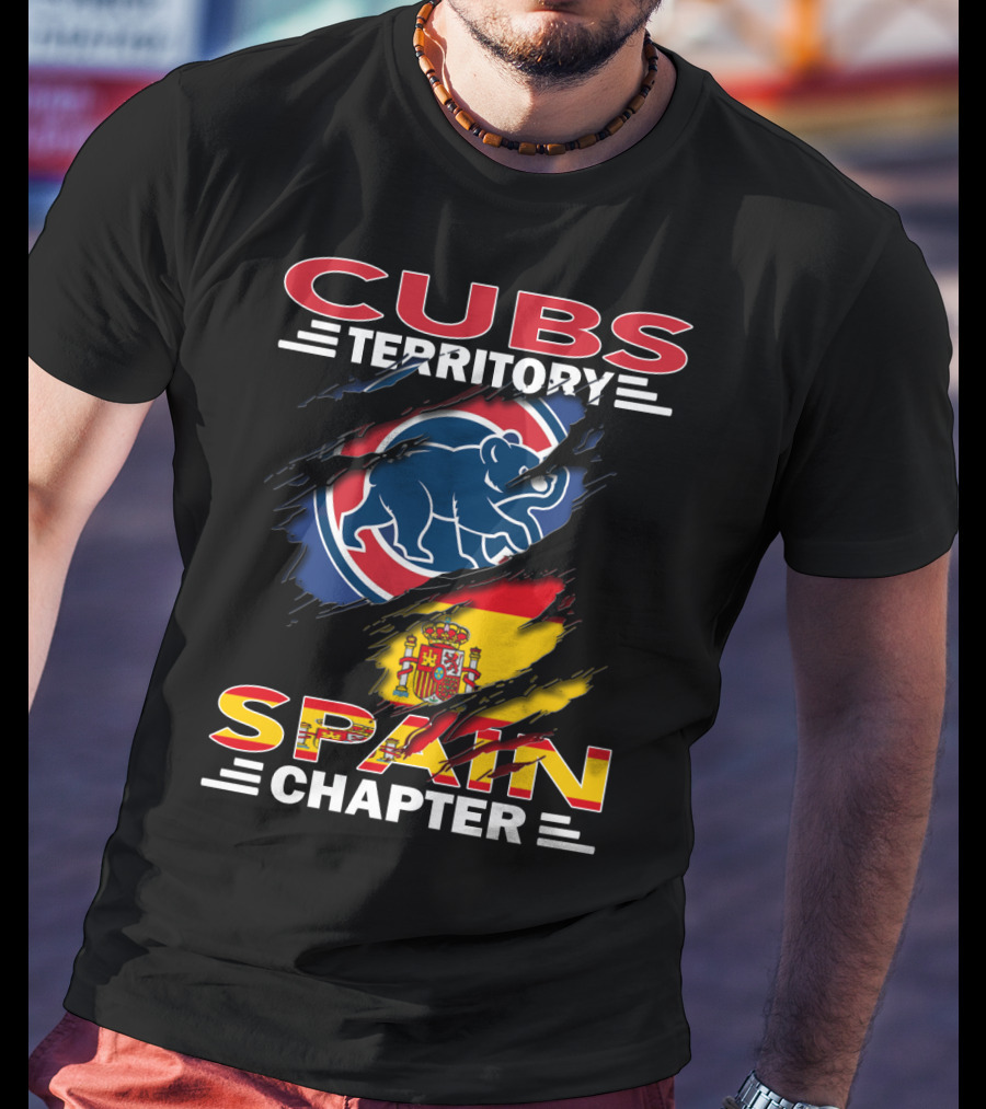 Cubs Territory Spain Chapter Blue Bear Logo Spanish Flag T-Shirt