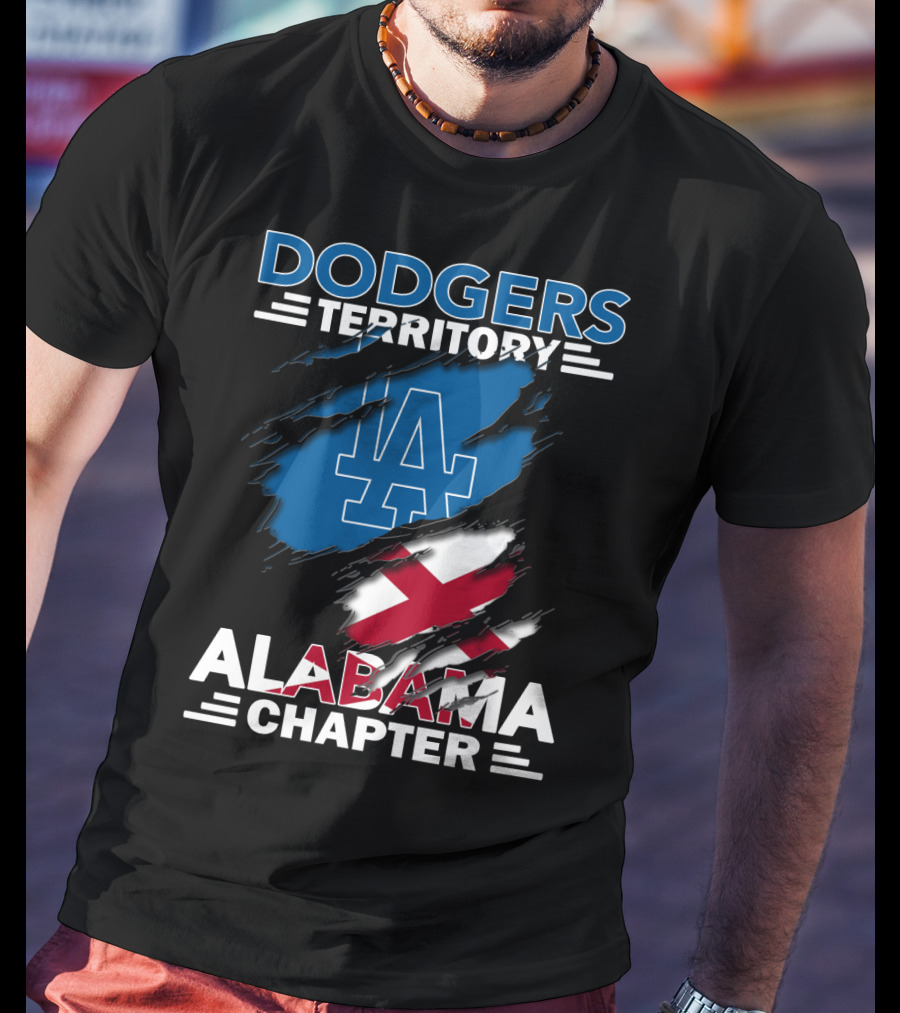 Dodgers Territory Alabama Chapter LA Logo Red X Flag T-Shirt