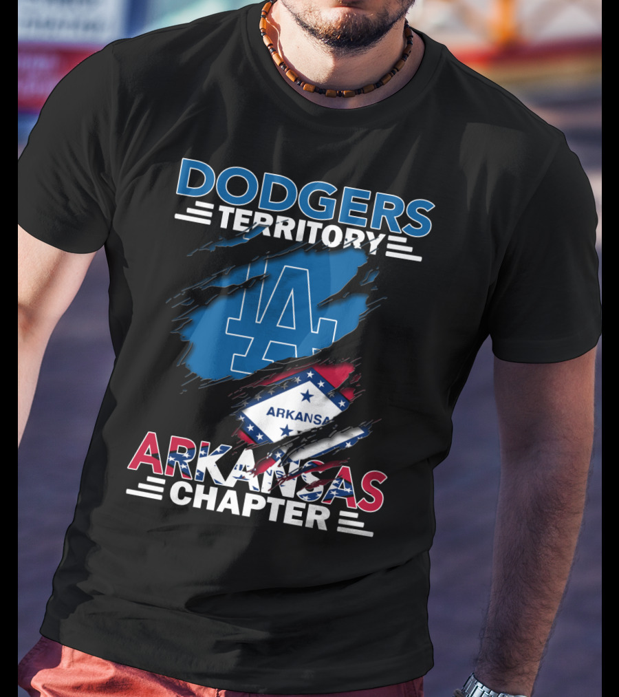 Dodgers Territory Arkansas Chapter LA Logo State Flag T-Shirt