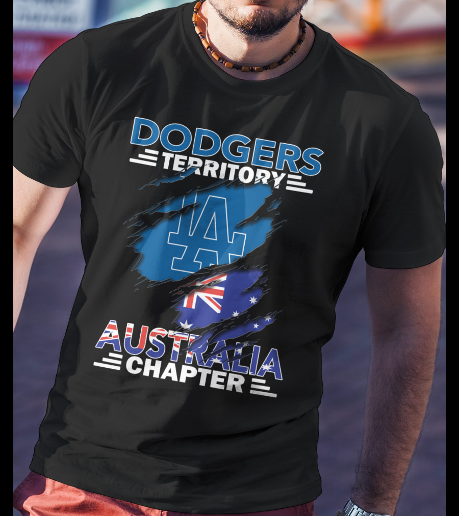 Dodgers Territory Australia Chapter LA Logo And Australian Flag Elements T-Shirt