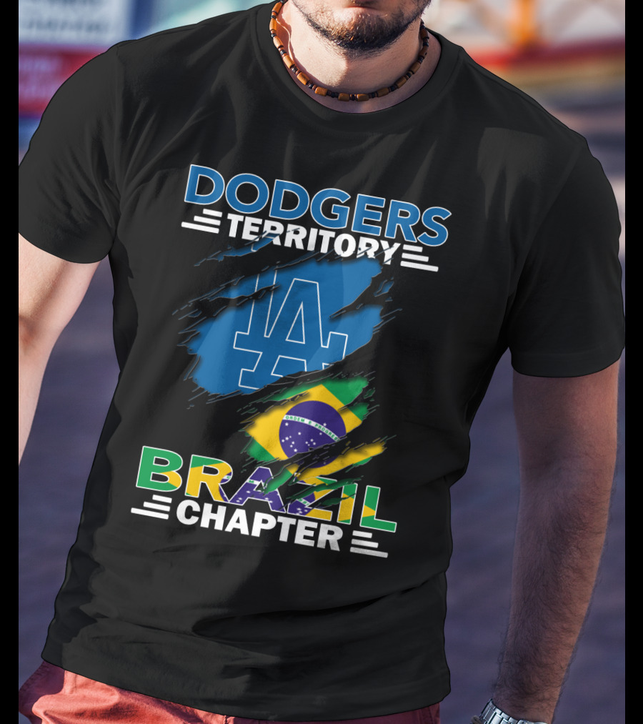 Dodgers Territory La Brazil Chapter Flag Fan T-Shirt