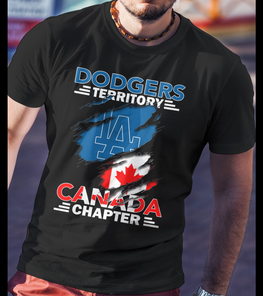 Dodgers Territory LA Logo Canada Chapter With Canadian Flag T-Shirt