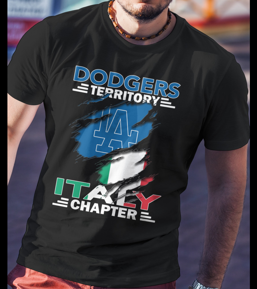 Dodgers Territory Italy Chapter LA Logo Italian Flag T-Shirt