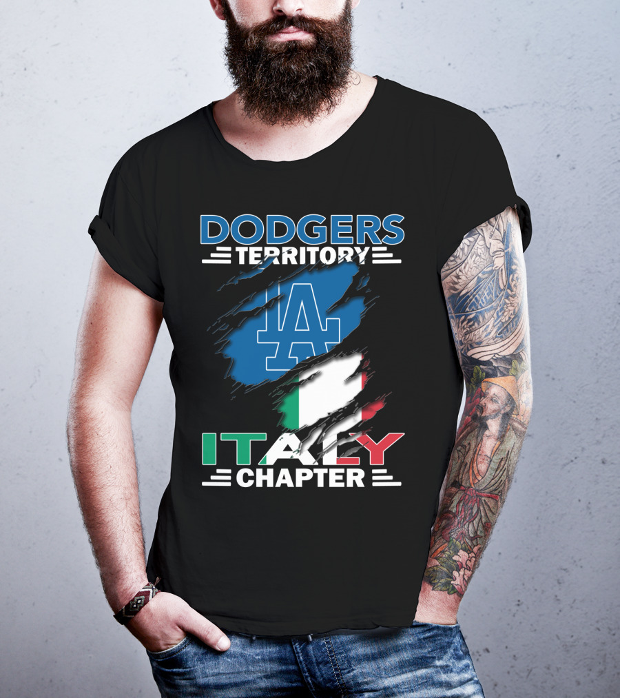 Dodgers Territory Italy Chapter LA Logo Italian Flag T-Shirt