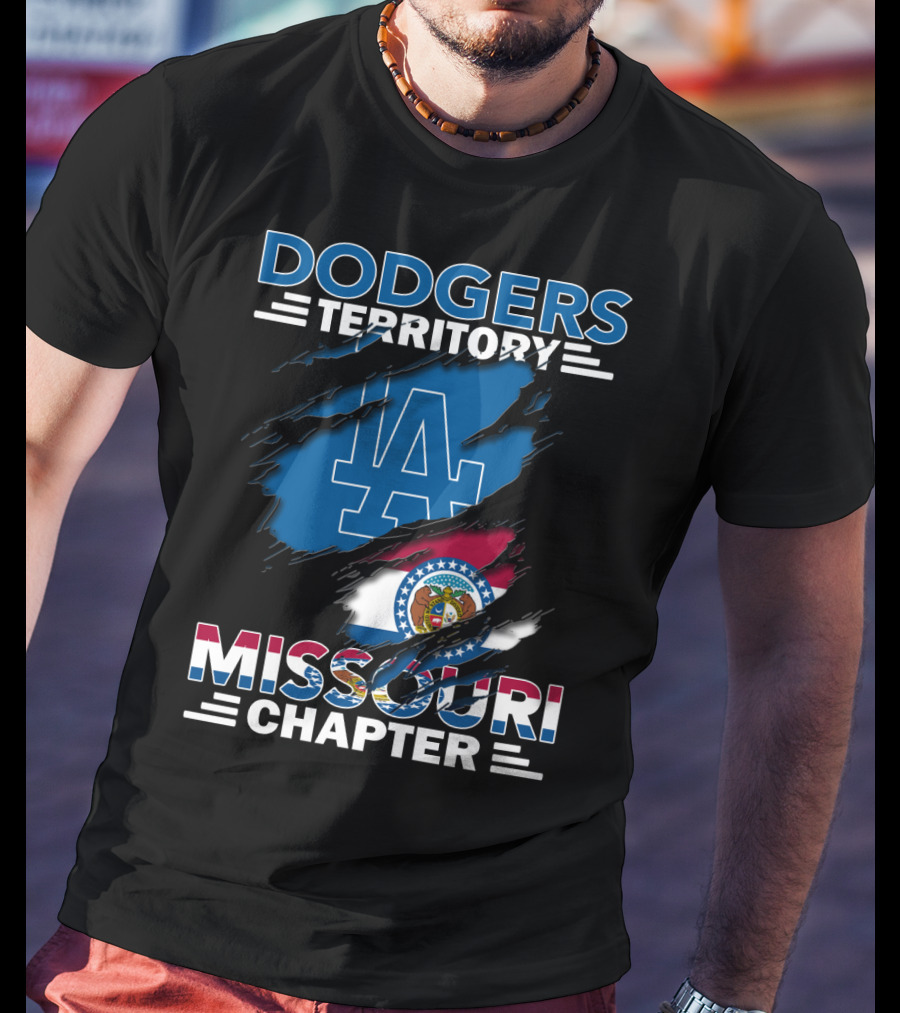 Dodgers Territory Missouri Chapter LA Logo And Missouri Flag T-Shirt