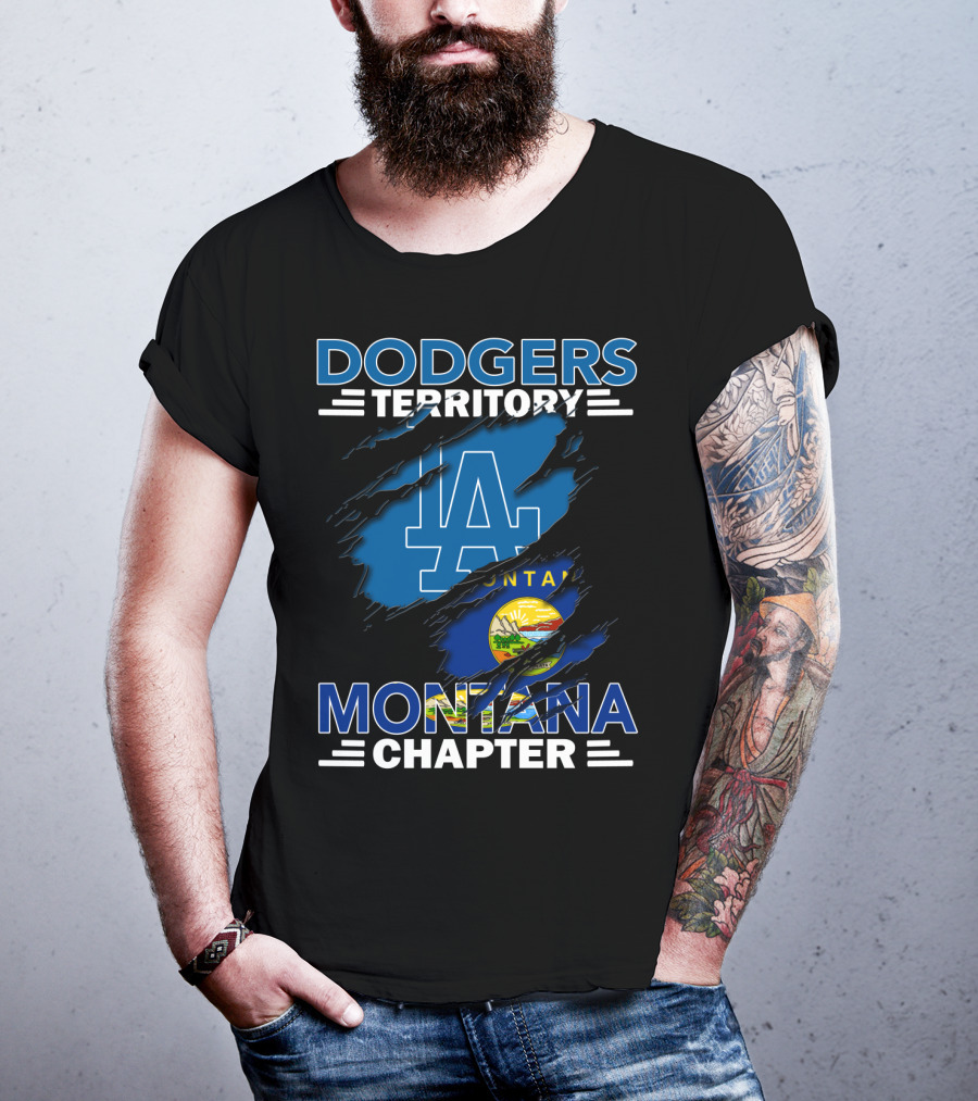 Dodgers Territory Montana Chapter LA Logo And Montana State Flag T-Shirt