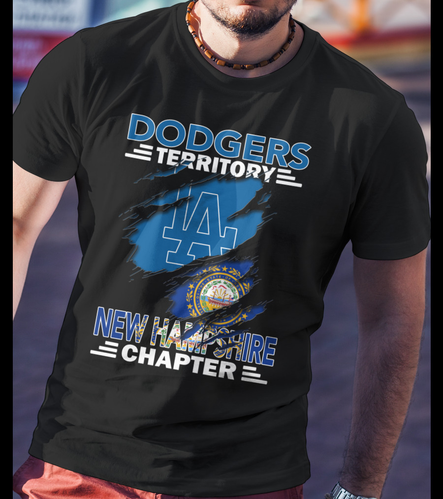 Dodgers Territory New Hampshire Chapter LA Logo And State Flag T-Shirt
