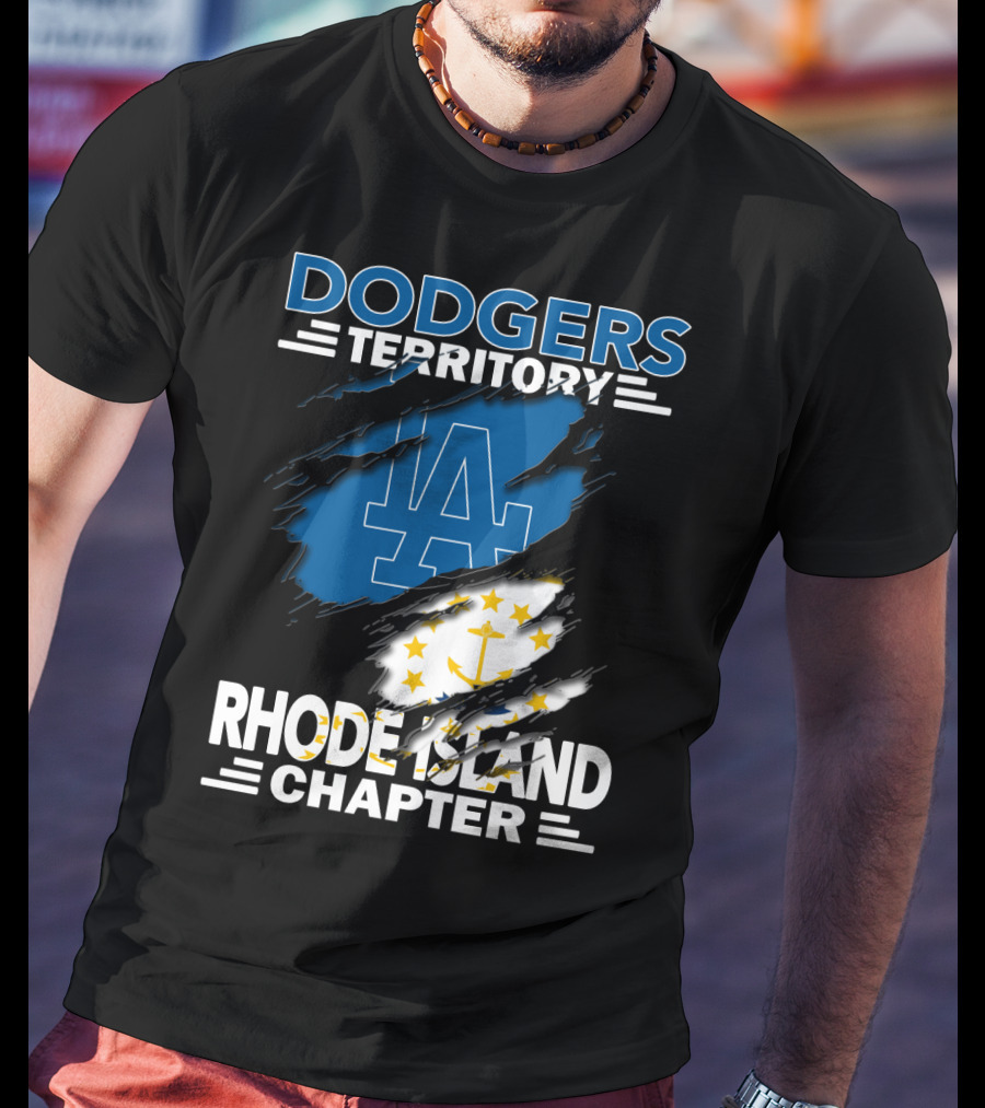 Dodgers Territory Rhode Island Chapter LA Logo Anchored T-Shirt