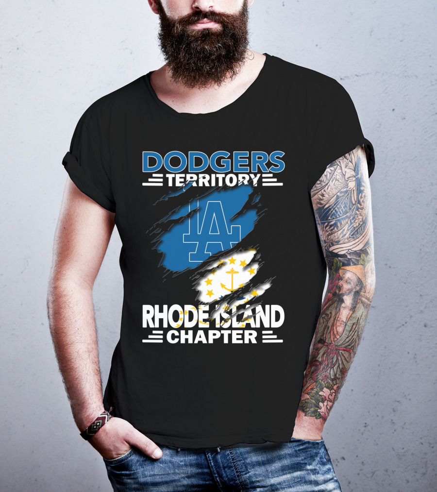 Dodgers Territory Rhode Island Chapter LA Logo Anchored T-Shirt