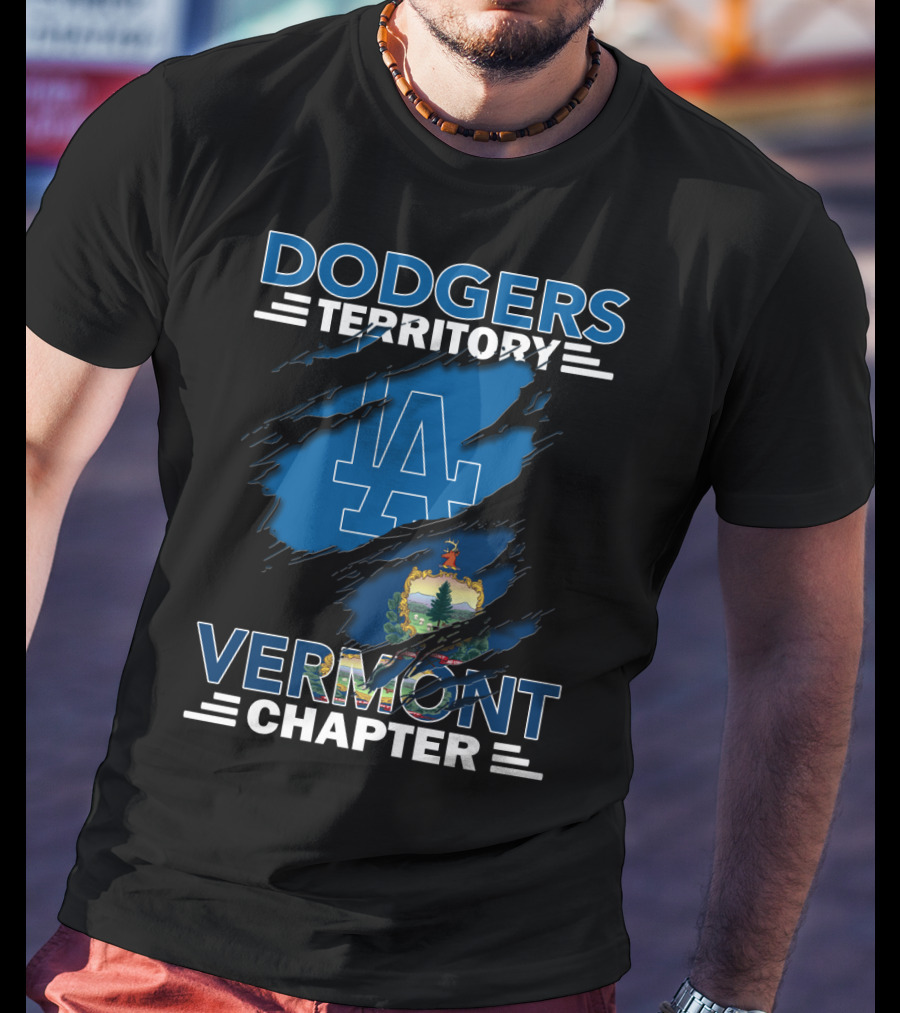 Dodgers Territory Vermont Chapter LA Logo Vermont State Emblem T-Shirt