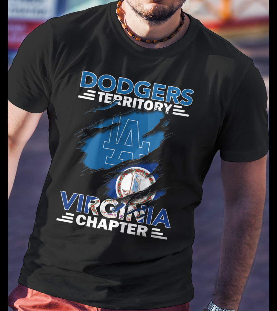 Los Angeles Dodgers LA Logo Virginia State Emblem Dodgers Territory Virginia Chapter T-Shirt