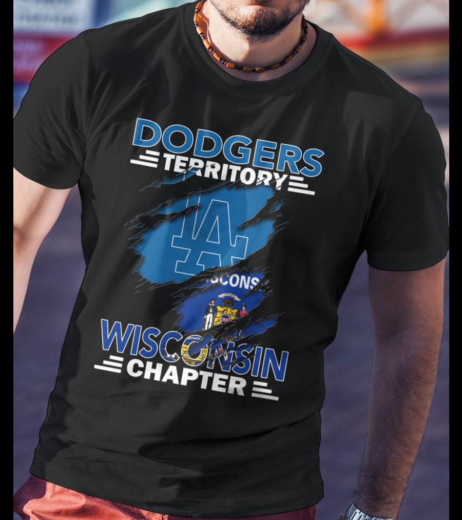 Dodgers Territory Wisconsin Chapter LA Logo Blue Background T-Shirt