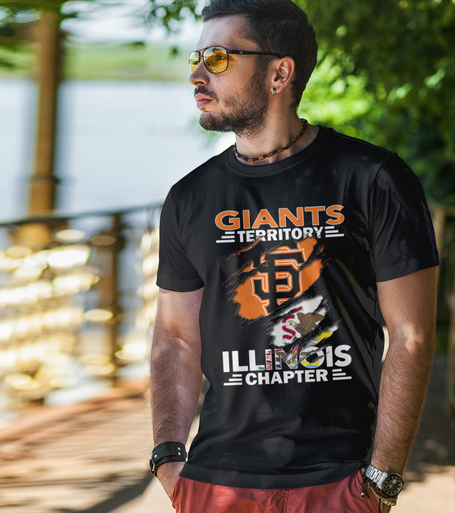 Giants Territory Illinois Chapter Sf Logo Illinois Flag T-Shirt