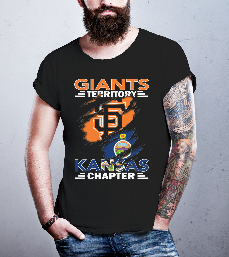 San Francisco Giants Territory Kansas Chapter Logo And Flag Bust T-Shirt