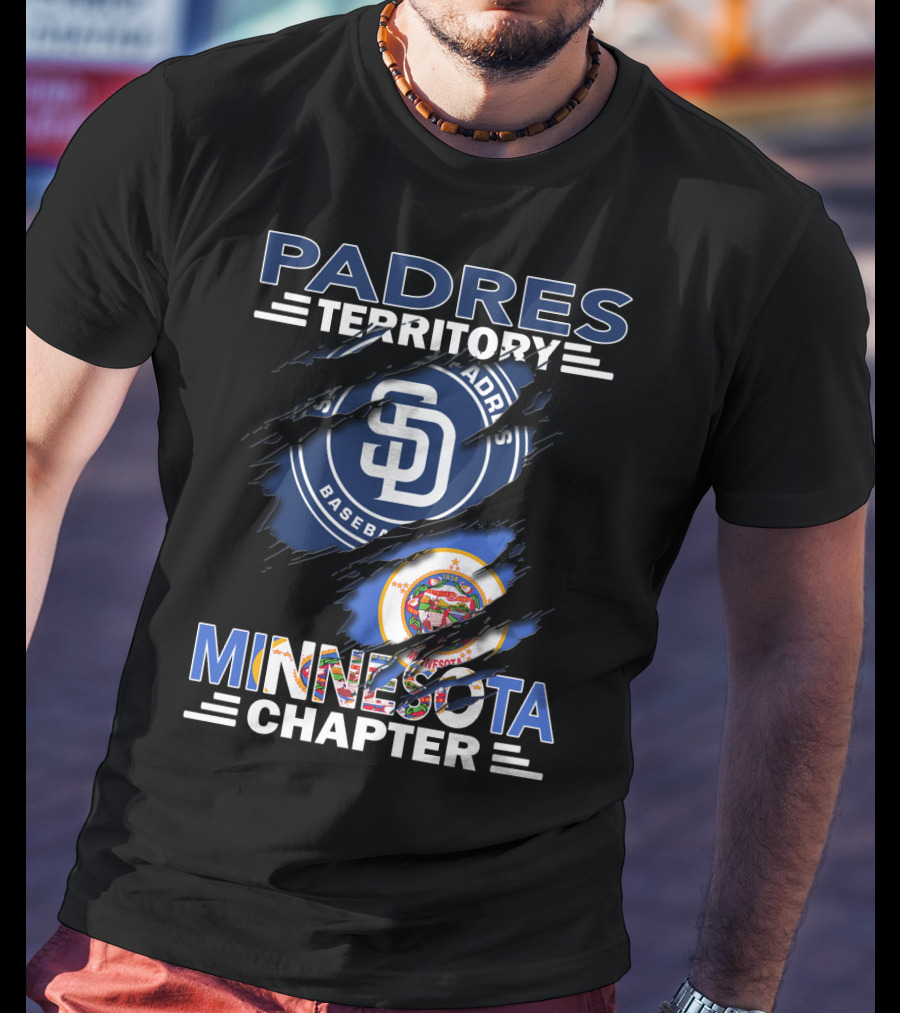 Padres Territory Minnesota Chapter Baseball Fans SD Logo And Minnesota State Seal T-Shirt