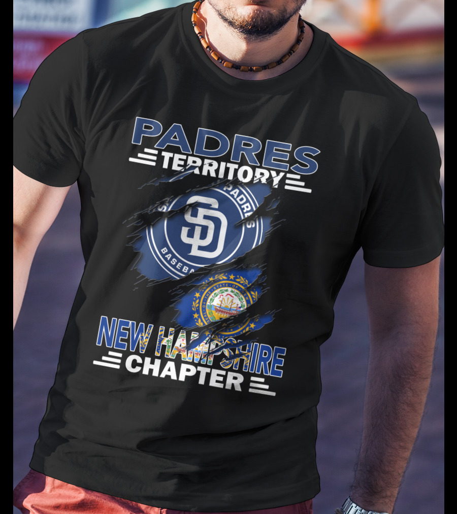 Padres Territory New Hampshire Chapter San Diego Padres Baseball Logo New Hampshire Flag T-Shirt