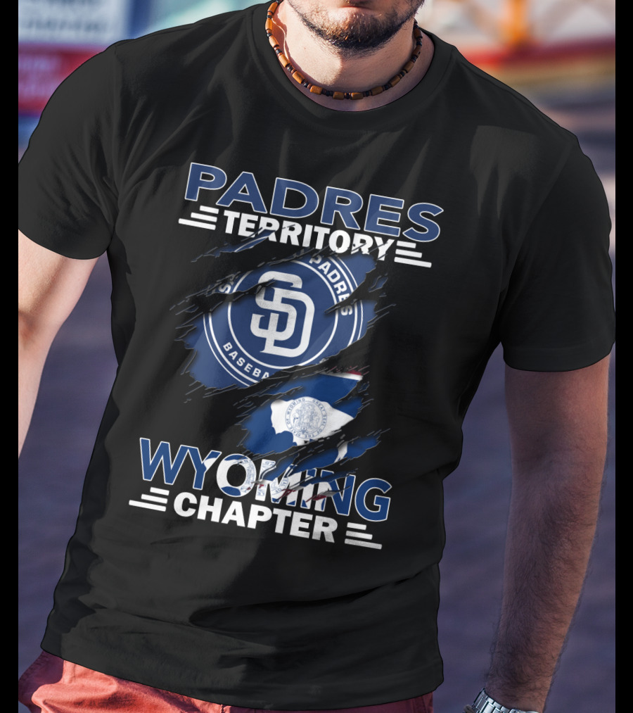 Padres Territory Wyoming Chapter San Diego Padres Baseball Logo With Wyoming State Flag T-Shirt