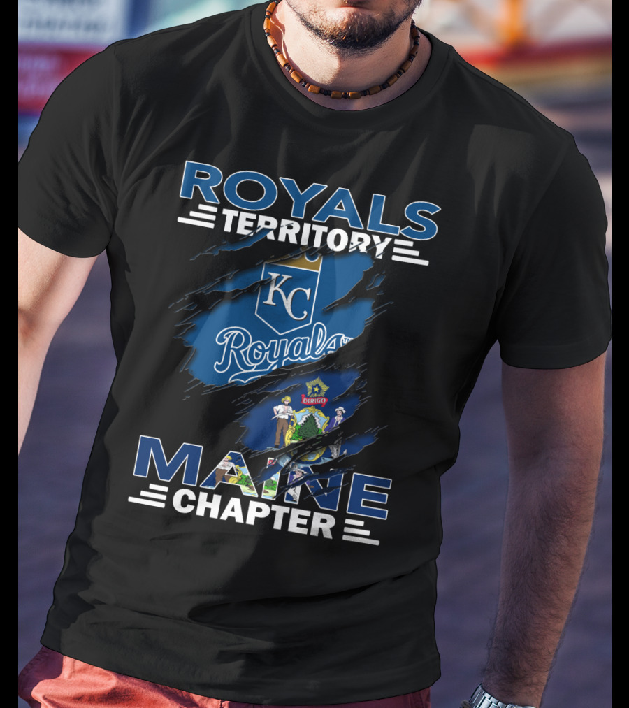 Royals Territory KC Logo Maine State Badge Chapter T-Shirt