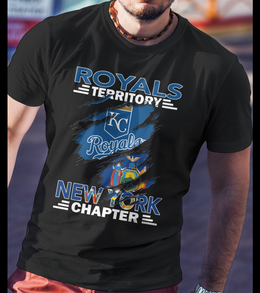 Royals Territory New York Chapter KC Royals Logo New York State Flag T-Shirt