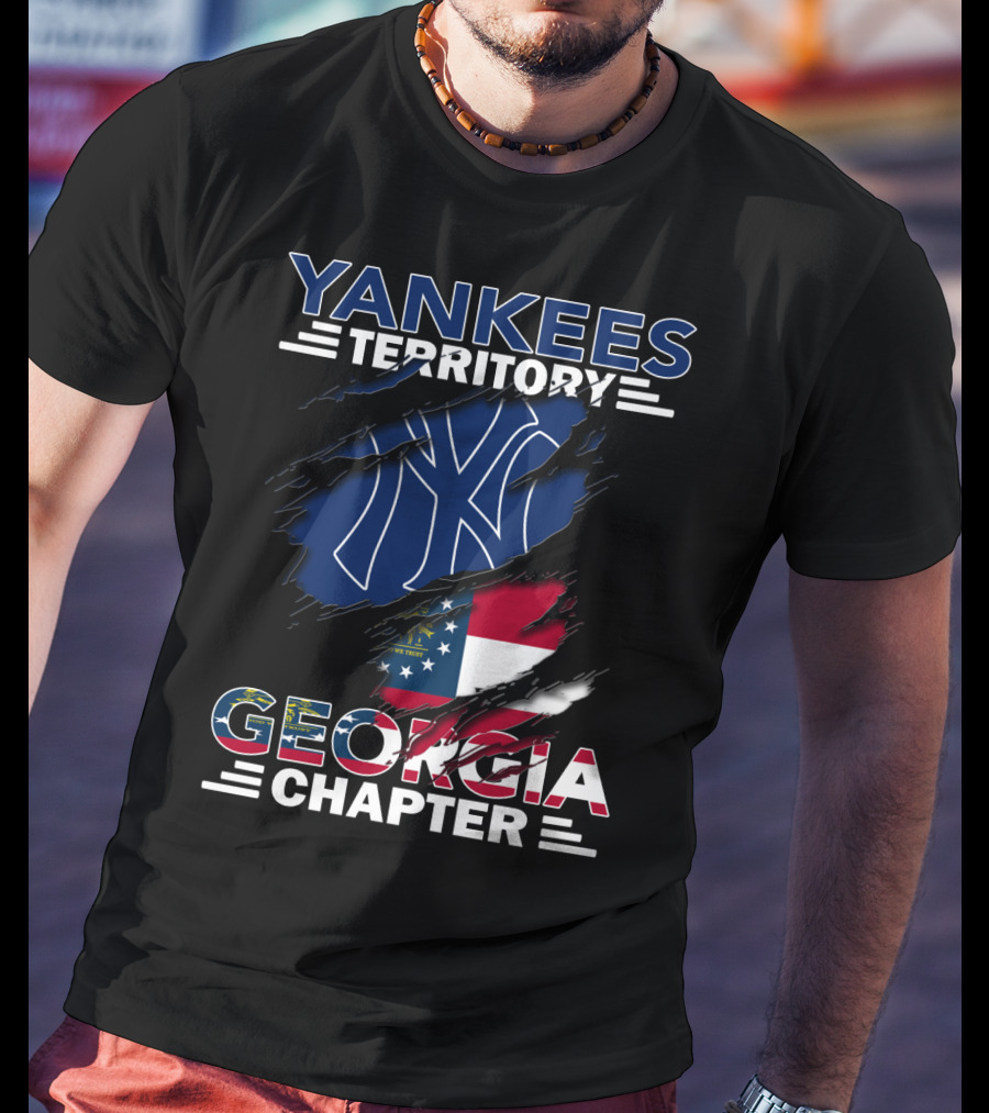 Yankees Territory Georgia Chapter With Flag And Logo Background T-Shirt